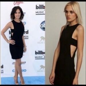 Olcay Gulsen black cut out black dress mini length sexy Bodycon 100% silk size S
